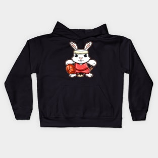 Kawaii Rabbit Or Bunny Playing Basketball On Easter Kids Hoodie